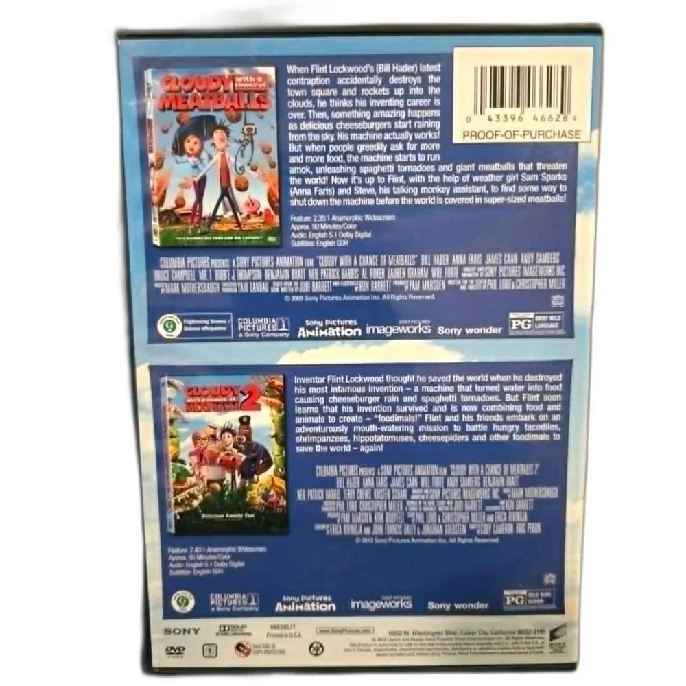 Cloudy with a Chance of Meatballs 1 & 2 DVD Double Feature Sony Pictures